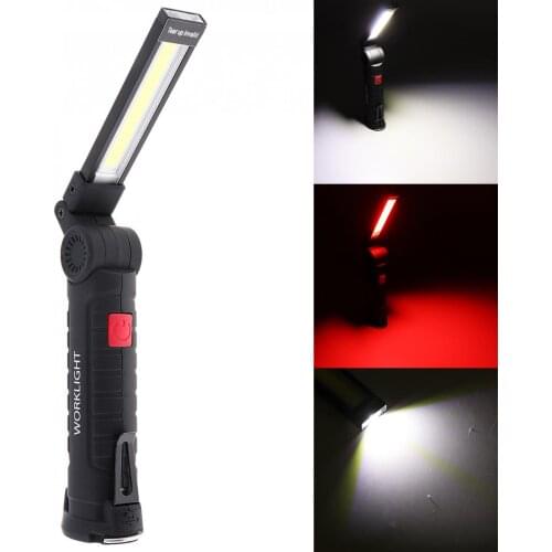 W51 5 Mode Portable COB Flashlight Torch USB Rechargeable LED Work Light Magnetic COB Hanging Hook Lamp for Outdoor Camping