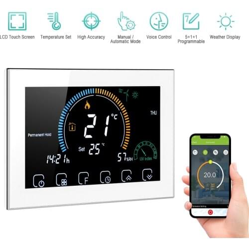 WiFi Smart Programmable Thermostat 6 Period Voice APP Control LCD Water/Gas Boiler Heating Thermoregulator For Echo Google Home