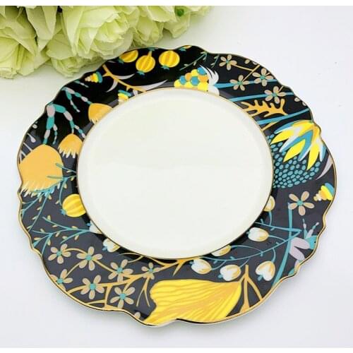 Plant Community Design Plate Bone China Cup Saucer Retro Tableware Dishes Coffee Tea Cup Dessert Tray Snovelty Dinner Tool