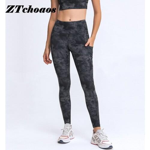 Womens sports pants with pocket sports yoga pants gym leggings womens hip high waist running fitness pants workout leggings