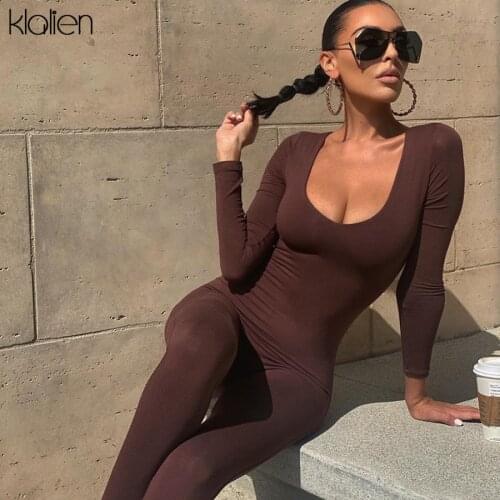 KLALIEN 2021 Autumn New Bodycon Jumpsuit For Women‘s Clothing Casual Fitness Rompers Y2K Playsuit Activity Streetwear Overalls