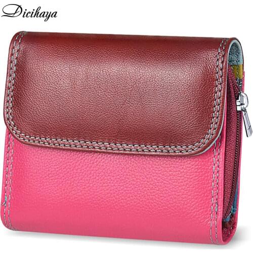 DICIHAYA Genuine Leather Women Wallet And Purses For Girls Money Bag Card Holder Coin Bag Female Small Red Wallet Lady Purse