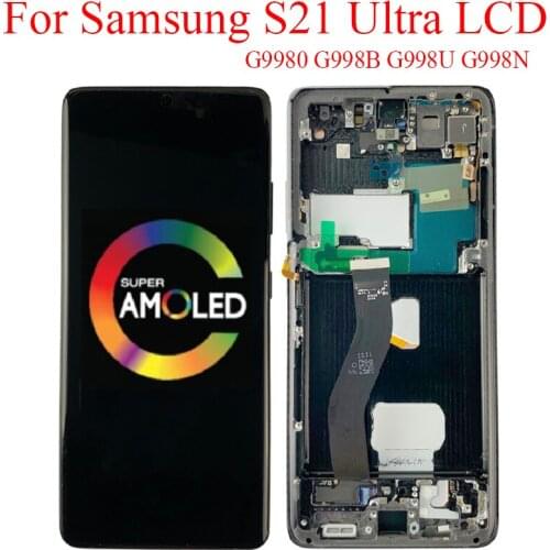 NEW ORIGINAL AMOLED For Samsung Galaxy S21 Ultra LCD Display With Frame Touch Screen For Samsung G9980 G998B G998U G998N LCD