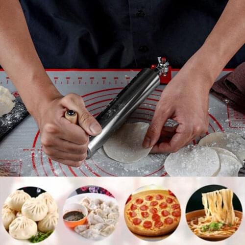 1 Pcs Easy Dough Roller Pin Stainless Steel One-Handed Labor-Saving Rolling Pin For Kitchen Baking Tool