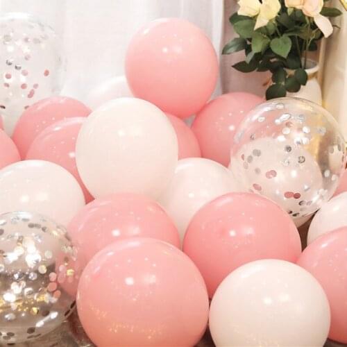 20pcs Pink Rose Gold Confetti Latex Balloons 10inch Chrome Metallic Helium Globos Valentines Day Wedding Birthday Party Decor