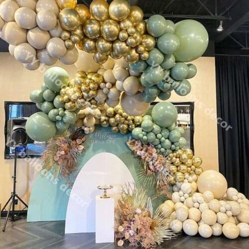 50pcs Balloons Garland Arch 18/12/10/5Inch Retro Green Latex Skin Apricot Wedding Birthday Party Supplies Globos Balloons Decor