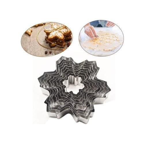 9Pcs/Set Snowflake Stainless Steel Cookie Cutter Mould Biscuit Pastry Mold Cake Fondant Molds Cake Decoration Tool K129