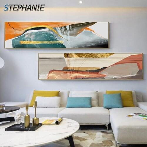 Abstract Colorful Painting Canvas Banner Contemporary Art Posters N Prints Orange Wall Art Pictures for Living Room Saudi Decor