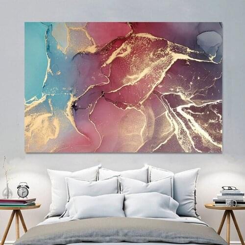 Contemporary Golden Marble Abstract Painting Modern Geometric Artwork Canvas Poster Print Wall Art Picture Living Room Decor