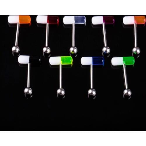 1pc/lot Blue Capsule Tragus Piercing lengua Acrylic Pill Tongue Rings Women Men Jewelry Kylie Lip Piercing Tongue