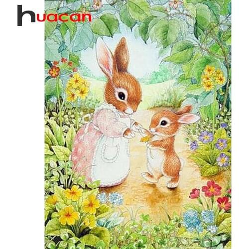 Huacan Diamond Embroidery Cartoon Rabbit Full Square Diamond Mosaic New Arrival Diamond Painting Full Layout With Square Stones
