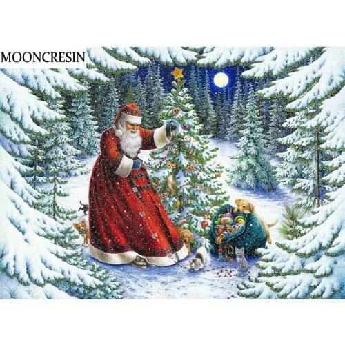 5D Diamond Painting Cross Stitch Santa Claus and Christmas Tree Diamond Embroidery Full Drill Mosaic Picture Of Rhinestone Decor