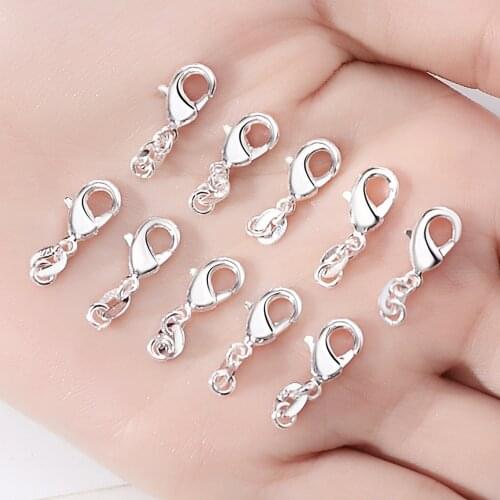 Free Shipping Jewelry Wholesale 10 PCS S925 Silver Lobster Buckle Jewelry Necklace Bracelet Making DIY Accessories