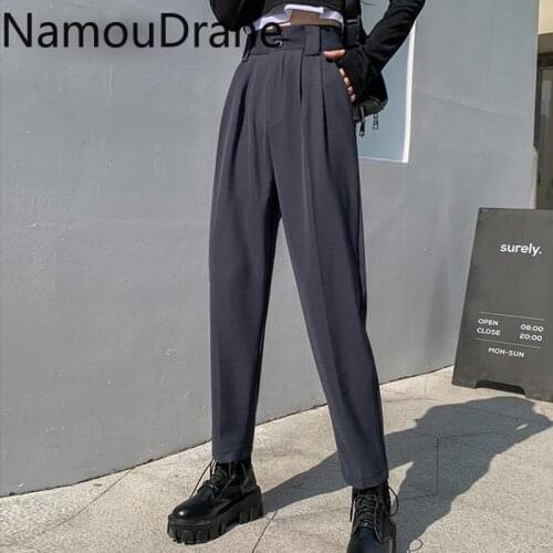 Office Suit Pants Women 2021 Classic High Waist Pants Korean Trousers Harajuku Pleated Pants Streetwear Women Clothing