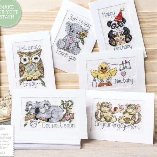 CD427 Cross Stitch Kit Package Greeting Cards Needlework Counted Cross-Stitching Kits Christmas Mothers Fathers Day Birthday