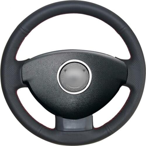 Black PU Leather Car Steering Wheel Cover for Renault (Dacia) Duster 2010-2016 Dokker Lodgy Logan 2013-2016 Sandero 2013-2017