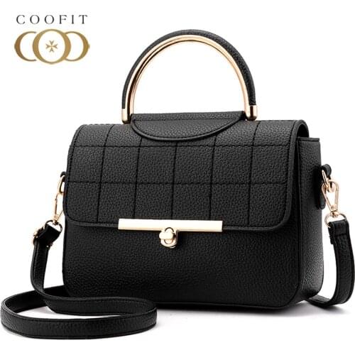 Coofit Girls Fashion Mini Crossbody Bags Waterproof PU Briefcase Handbag Portable High Quality Shoulder Bag Simple Satchel Bags