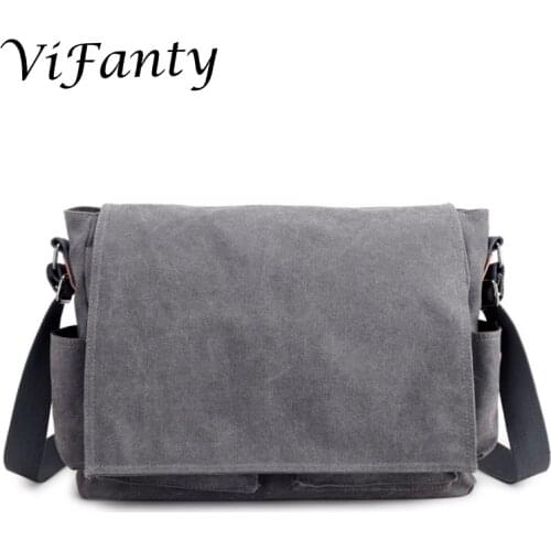Canvas Messenger Shoulder Bag Crossbody Bookbag Business Bag
