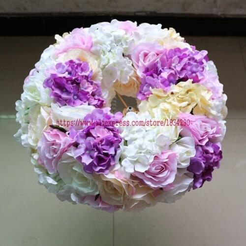 Artificial rose hydrangea garland Wedding decoration table centerpiece flower ball rings 45cm Mixcolor 10pcs/lot TONGFENG