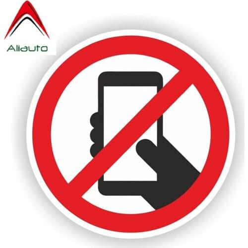 Aliauto Creative Warning Car Sticker No Phone Cell Phone Waterproof Sunscreen Anti-UV Reflective Decal,12cm*12cm