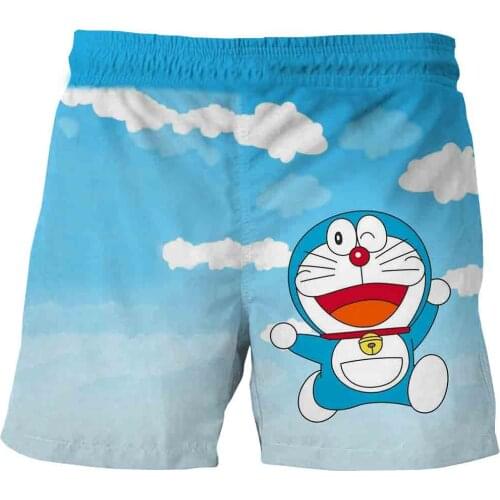 Summer Kids Boys shorts Children Swim Fashion Breathable Shorts Baby Girls 3D Cartoon Anime Doraemon Print Cute Funny Trunks