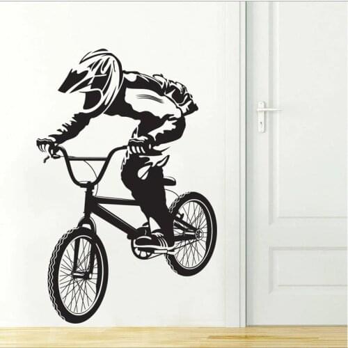 Hot Wall Stickers For Kids Rooms Decor Bicycle BMX Wall Decals Quotes Bedroom Sticker Removable Sticky Vinyl Art Mural LA037