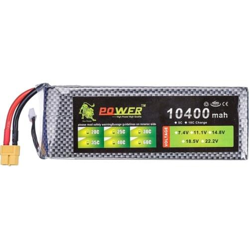 Ultra-high Capacity Lion Power 3S 11.1V 10400mAh Lipo Battery 30C lithium battery T/XT60 Plug For Boat Car Quodcopter Parts