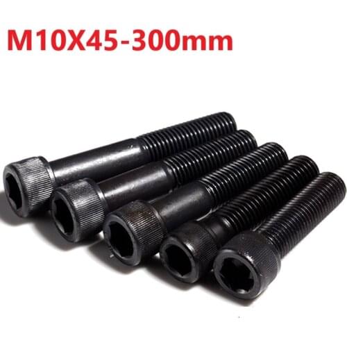 M10 Half Tooth Bolt 12.9 Grade Alloy Steel Black Hexgon Socket Screw 10mm x 45 50 60 260 270 280 290 300mm Balck Extend Bolt