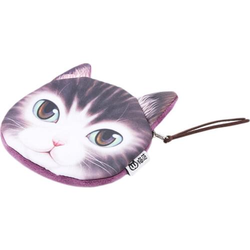 Cute Cat Coin Purses 3D Girl Wallet Bag Ladies Face Zipper Mini Childrens Purse Bolsa De Moeda Coins Pouch Monedero Gato