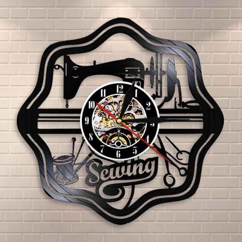 Sewing Machine Wall Clock Home Decor I Love Sewing Wall ArtTailor Vintage Vinyl Record Wall Clock Seamstress Crafters Gift