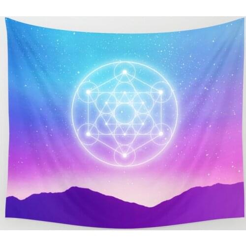 Sacred Geometry Metatron Wall Tapestry Wall Hanging Art Coverlet Bedding Blanket Sheet Throw Home Decor Yoga Mat