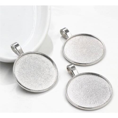 New Fashion 10pcs 25mm Inner Size Rhodium Colors Classic Simple Style Cabochon Base Setting Charms Pendant (A4-39)