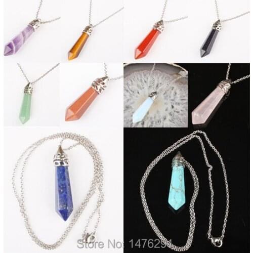 2017 New Fashion Mix-Stone Blue Sand Opal Onyx Hexagon Faceted Gem Bead Necklace 18"L