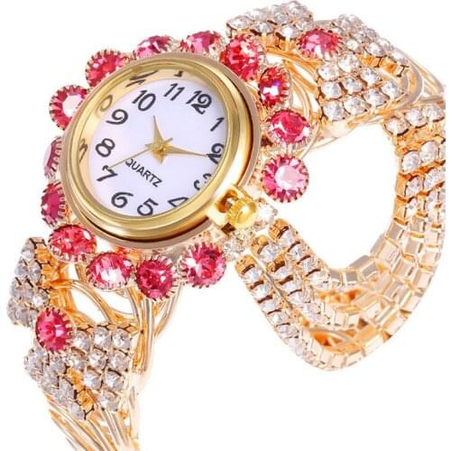 New Fashion Women Watches Diamond-Embedded Elegant Quartz Watch Stylish Opening Luxury Creative Alloy Bracelet Watch