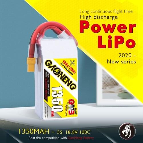 NEW Gaoneng GNB 1350MAH 18.8V 100C / 200C 5S Lipo Battery Rechargeable XT60 Plug Connector For RC Models Multicopter Frame Accs