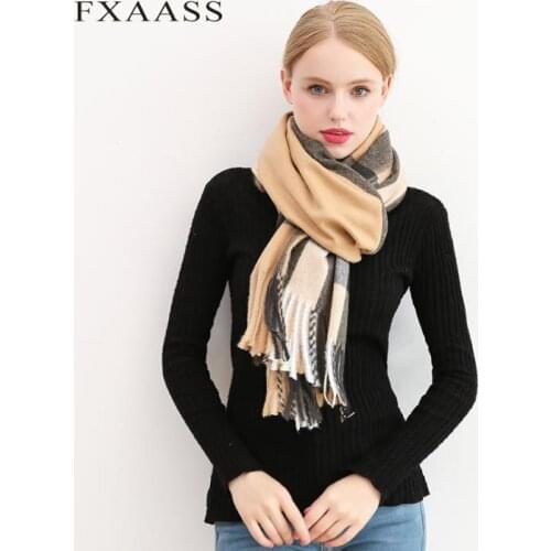 FXAASS New Autumn/Winter Scarf Shawl Fashion Plaid Women Large Scarf Man Plaid Tassel Cashmere Scarves Thicken Warm Wholesale