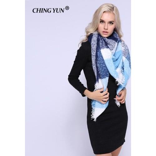 New Woman Scarf Warm Plaid Pure Wool Cashmere thicken Lady Scarves knitted Cotton Kerchief Multicolor Shawl Fashion Winter Scarf