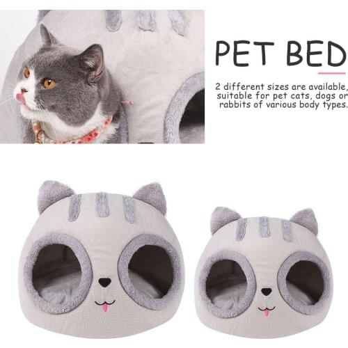 Dog Cat Tent House Kennel Winter Warm Cat Bed Nest Soft Cat Head Shaped Sleeping Pad Animal Puppy Cave Sleeping Nest Pet Supply
