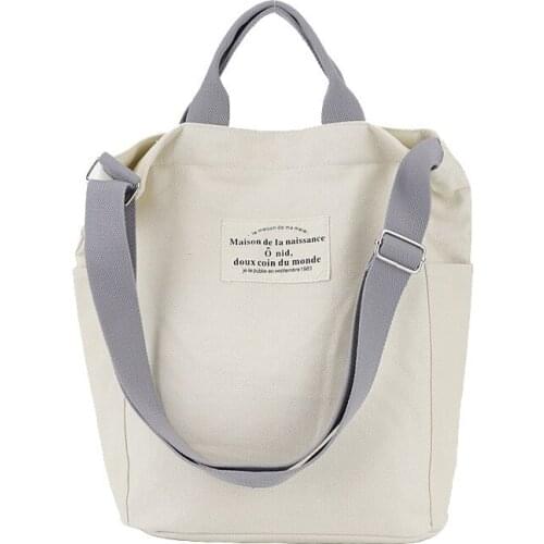 Canvas Korean Womens Bag Letter Shoulder Handbags Hobo Ladies Purses Fashion Large Capacity Tote Purse