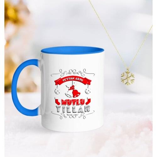 Personalized Christmas Happy Birthday Blue Mug and Snow Them Kolye-7