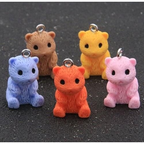 10Pcs 12*23mm 5 Color Charms Mouse Animal Resin Gummy Candy Cabochons Glitter For DIY Keychain Necklace Pendant Making