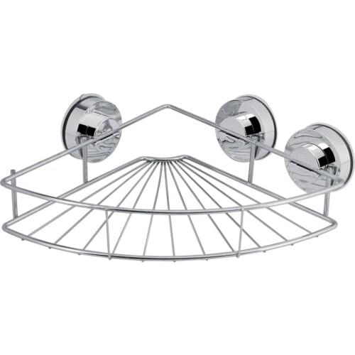 WALFRONT Stainless Steel Shower Shelf Storage w/ Vacuum Suction Cup Bathroom Strong Suction Shower Shelf Holder Basket