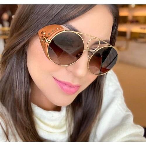Luxury Brand Gold Round Metal Steampunk Sunglasses Women Gothic Women Sunglasses Mens Fashion Retro Vintage Eyewear Shades