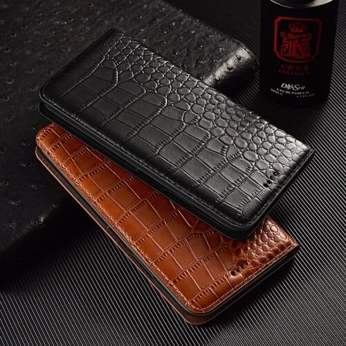 Luxury Crocodile Genuine Leather Magnetic Flip Cover For OPPO Realme C11 C12 C15 C20 C20A C21 C25 C25S Case Wallet