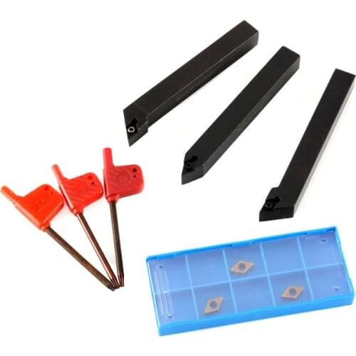 SHGO HOT-3Pcs 1/2 inch CNC Lathe Carbide Turning Tools Indexable Holder Set Indexable Bracket Set with DCMT21.51 Blade Wrench
