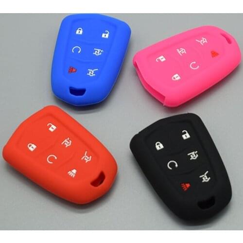 Silicone car key cover case set for Cadillac Escalade ESV XTS ATS CTS SRX 6BT 6 buttons key set rubber Protect shell