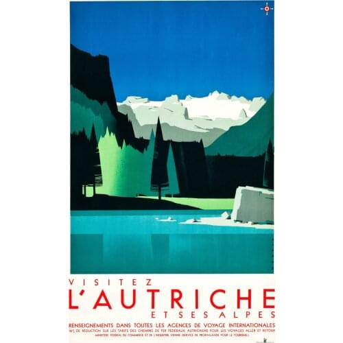 Nordic Style Austria Art Maps Retro Vintage Kraft Travel Poster Canvas DIY Wall Sticker Home Bar Posters Decoration Gift