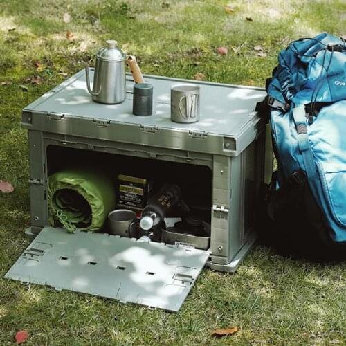 Outdoors Camping Folding Portable Side-Open Storage Bin Trunk Box Container Picnic Table Clothes Sundries Organizing Equipment