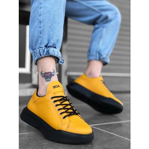 BA0161 Laced High Base Yellow Sport Shoes