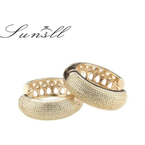 SUNSLL new design gold copper ear ring round woman big ear ring fashion party temperament simple big earrings girlfriend gift